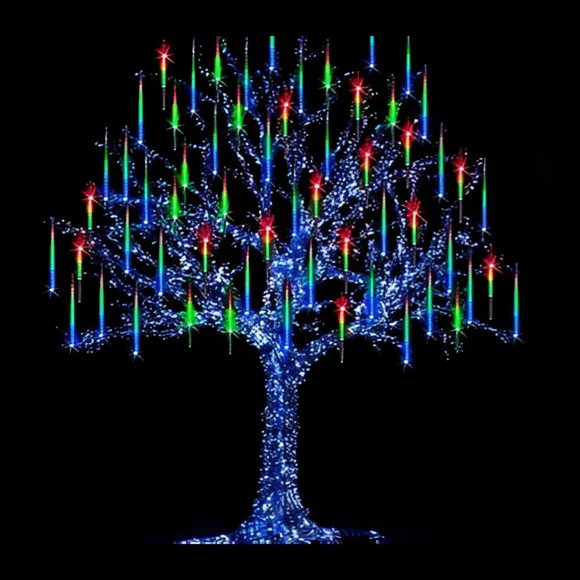 Meteor Shower Rain Drop Icicle Falling String LED Christmas Lights - Multicolor - Picture 1 of 11